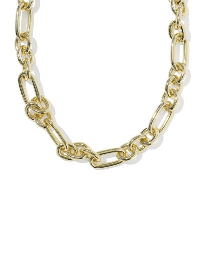 Gold chain necklace with different type of links 