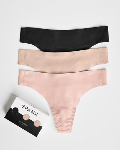 Spanx 3-pack of Thongs, comes in Black, Light Pink, and Beige