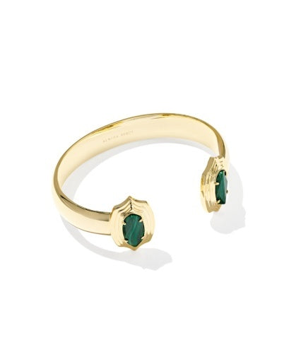Kendra Scott Green Malachite Elton Stepped Frame Cuff Bracelet