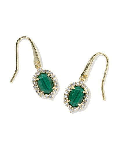 Kendra Scott Green Malachite Daphne Crystal Frame Drop Earrings