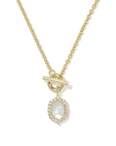 Kendra Scott Daphne Crystal Frame Toggle Necklace Ivory Mother-of-Pearl