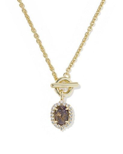 Kendra Scott Daphne Crystal Frame Toggle Necklace Purple Amethyst
