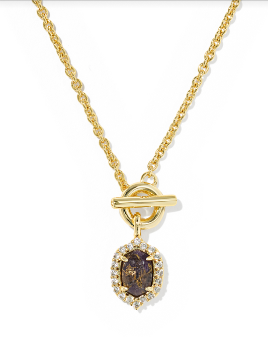 Kendra Scott Daphne Crystal Frame Toggle Necklace Purple Amethyst