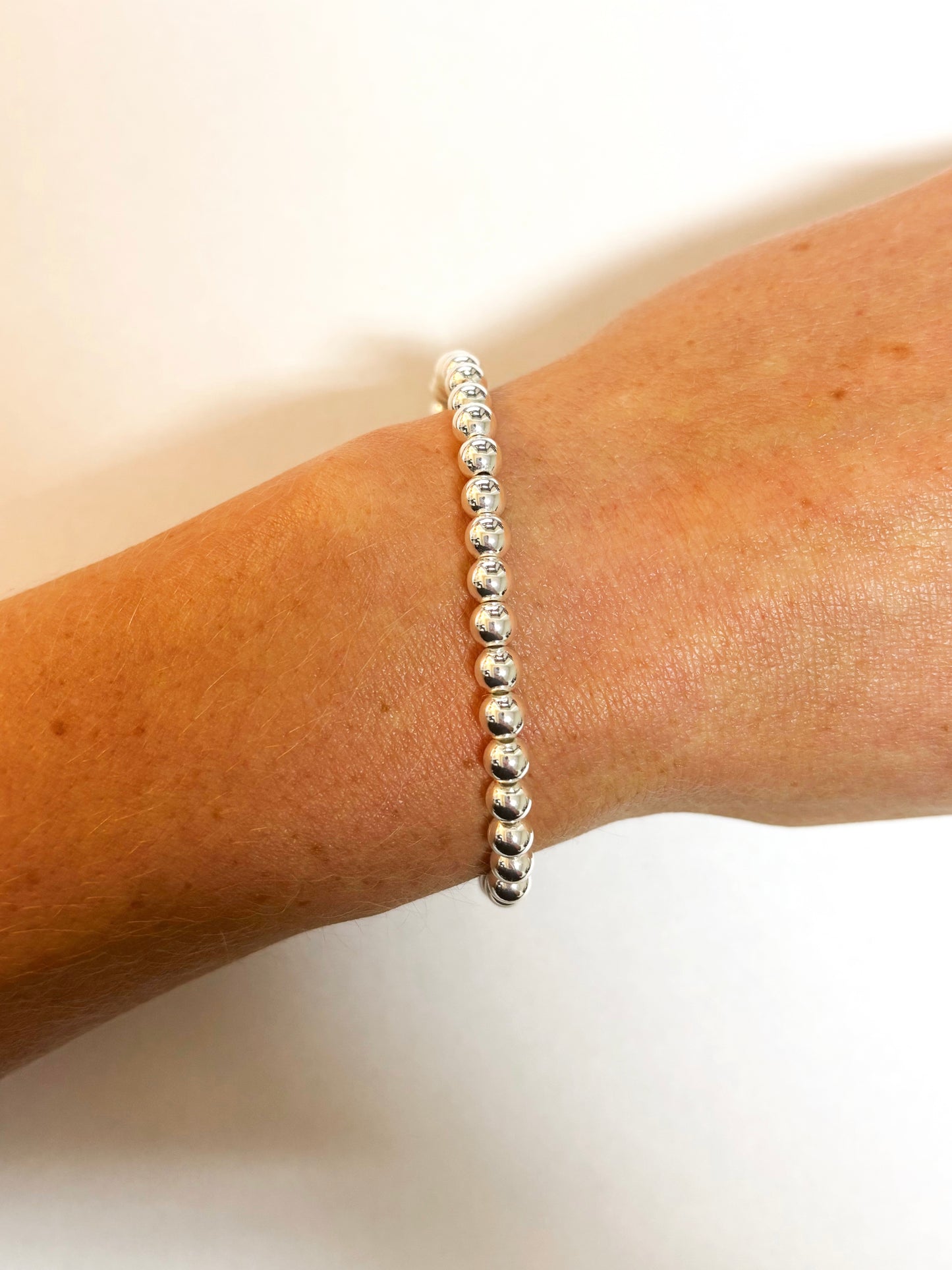 5mm Silver Round Beaded Bracelet