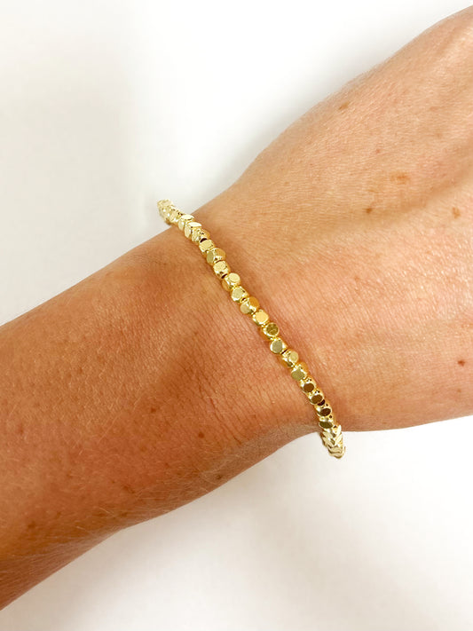 3mm Gold Cube Beaded Bracelet