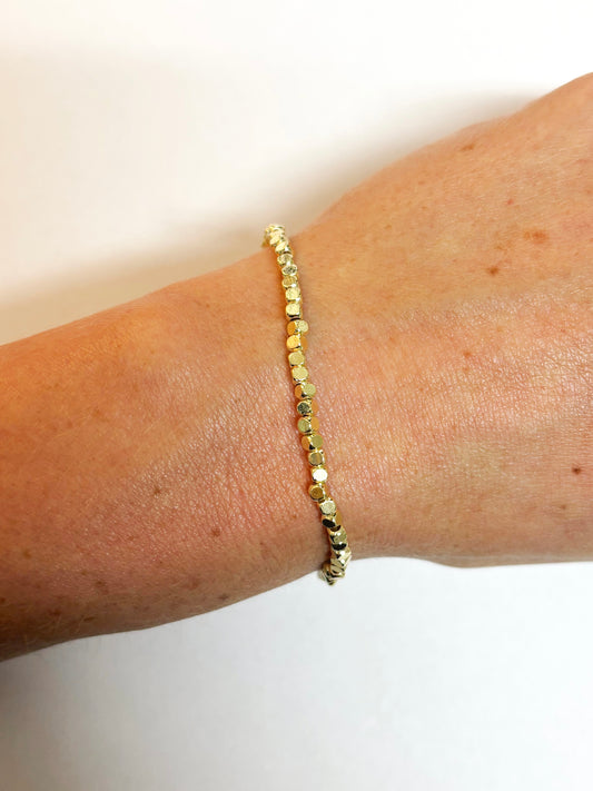 2.5mm Gold Cube Beaded Bracelet