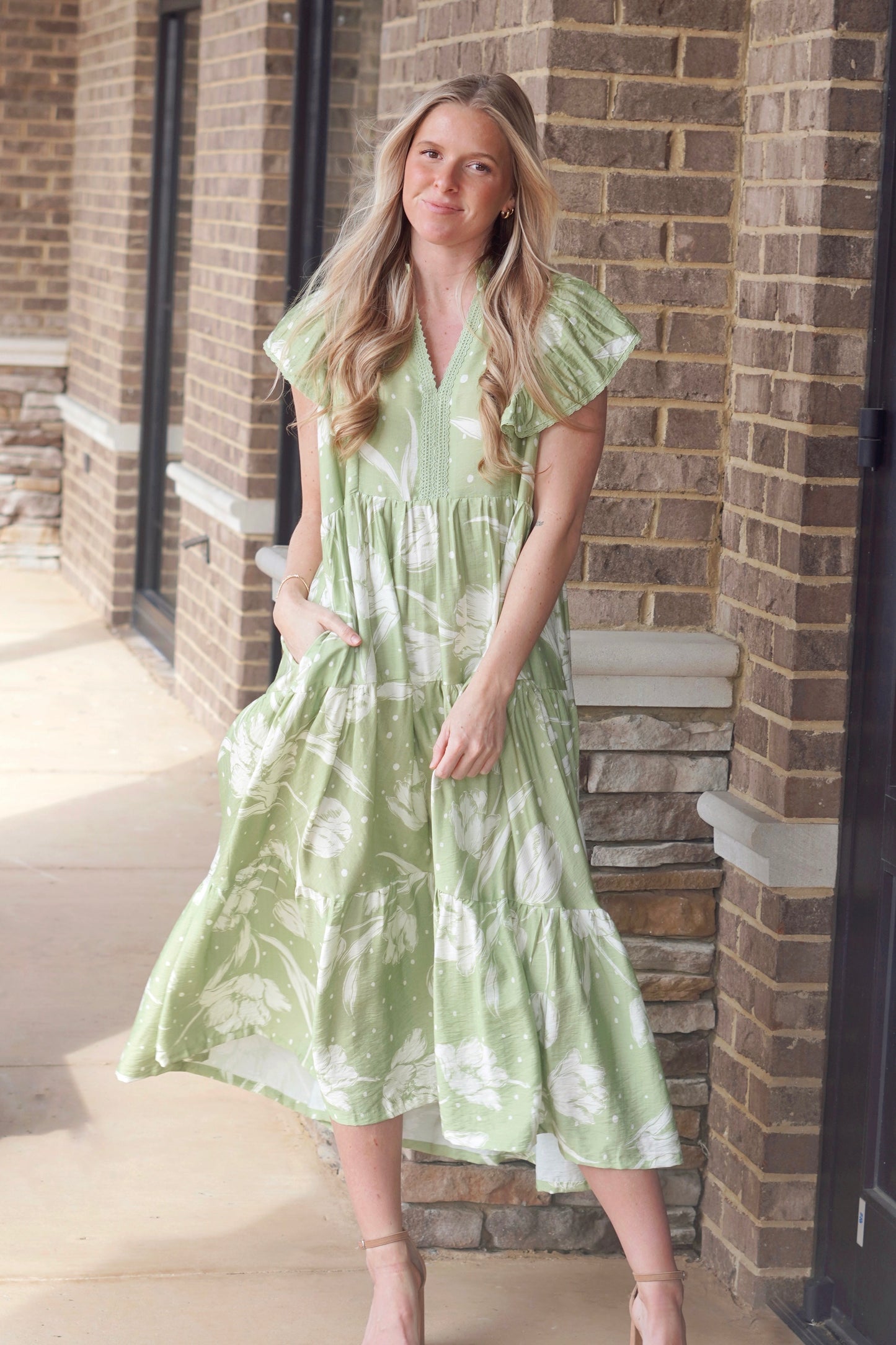 Gracie Green Flowy Maxi Dress