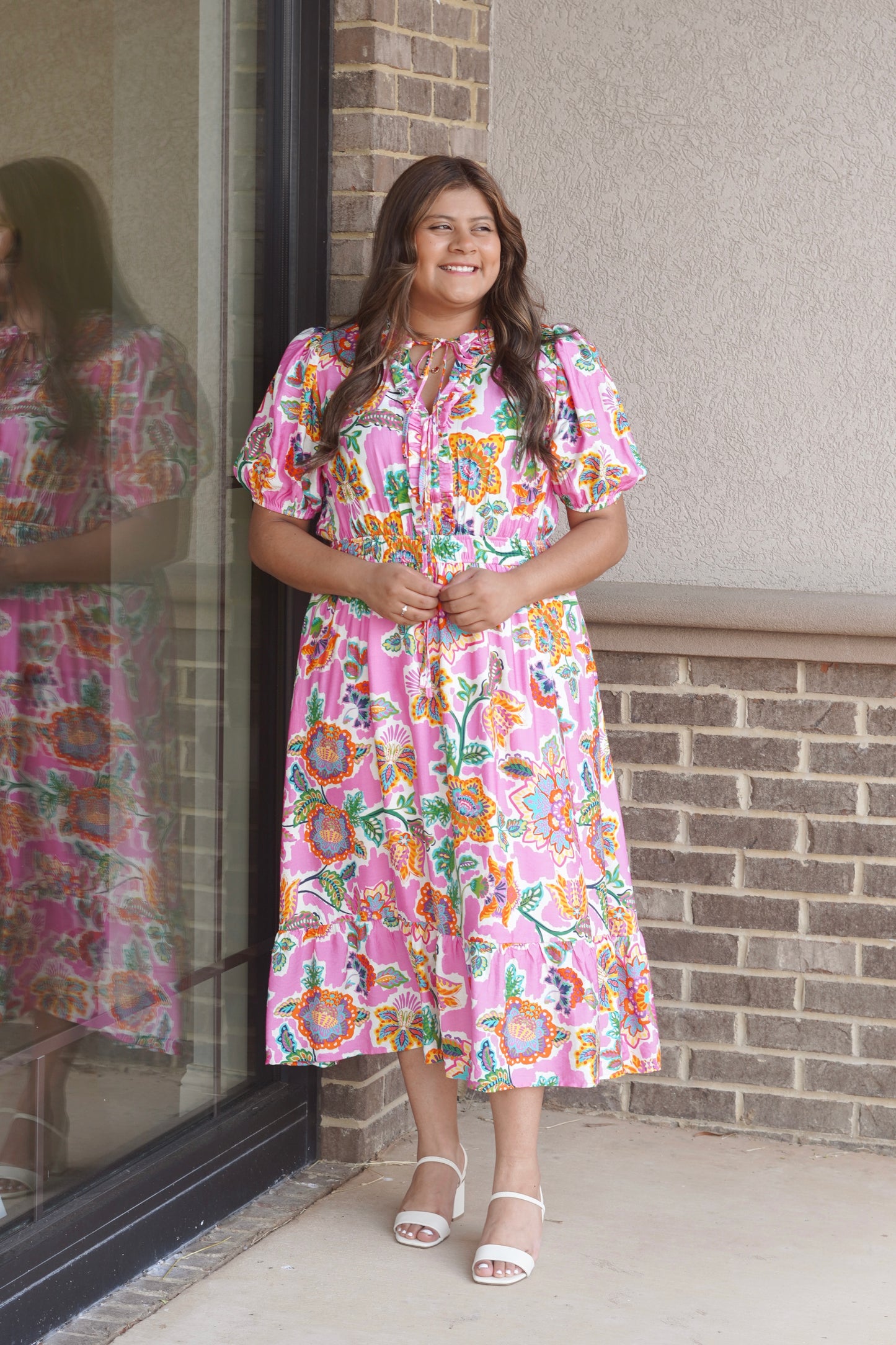 Pop Of Pink Midi Dress