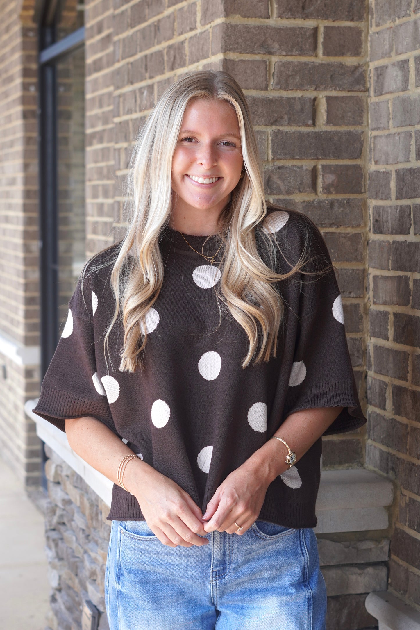 Penny Polka Dot Short Sleeve Sweater