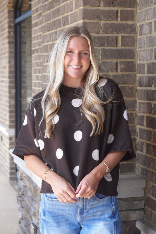 Penny Polka Dot Short Sleeve Sweater