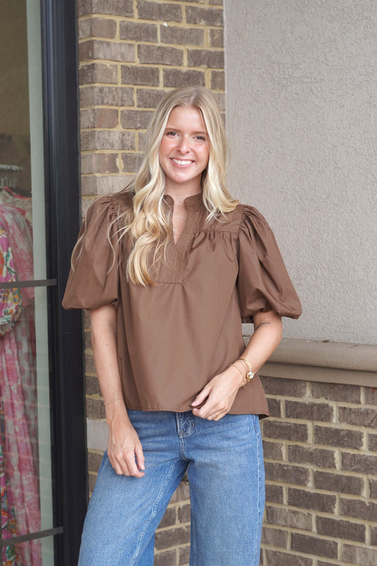 Espresso Puff Sleeve Top