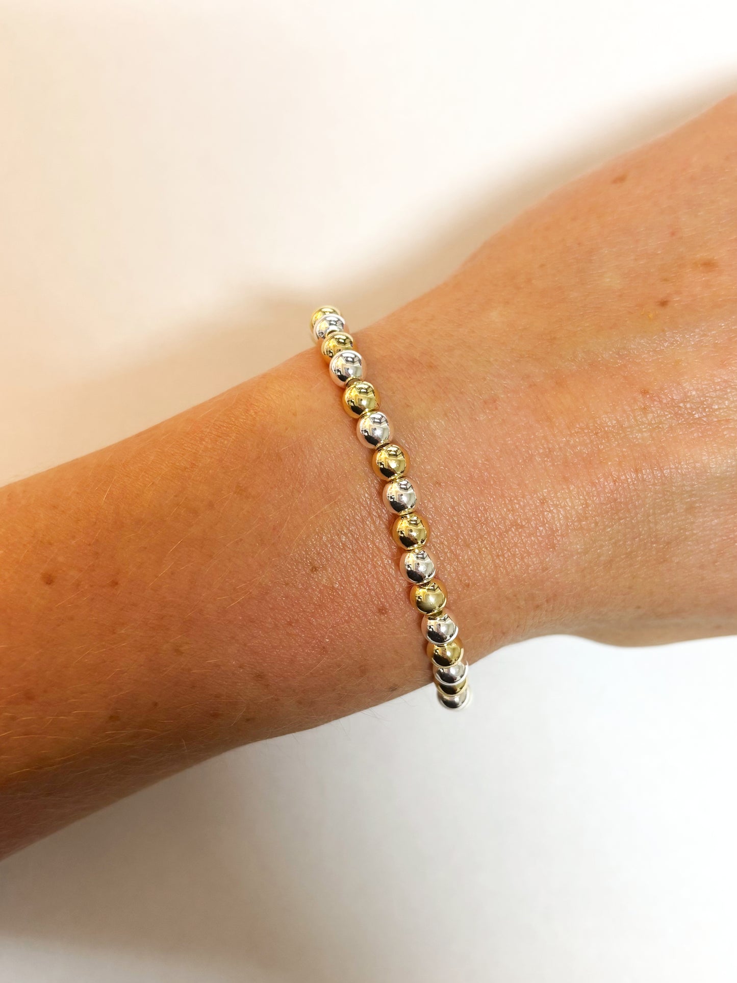 5mm Silver And Gold Mixed Beaded Bracelet