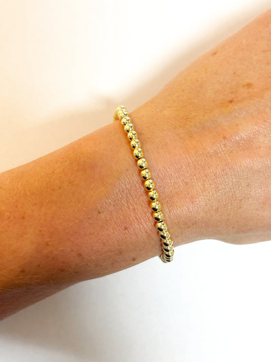 4mm Gold Round Beaded Bracelet