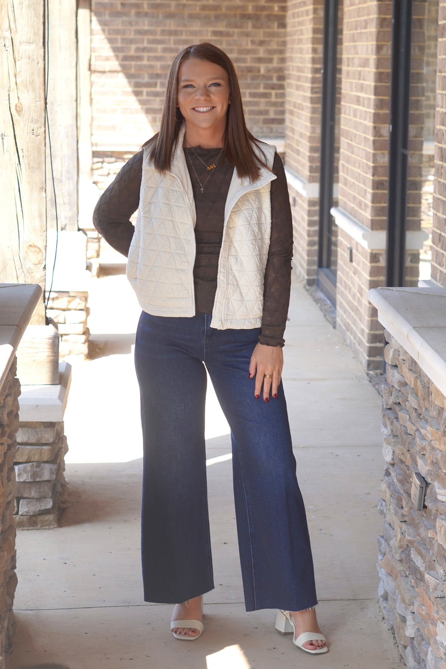 Vera Ivory Quilted Stitch Vest