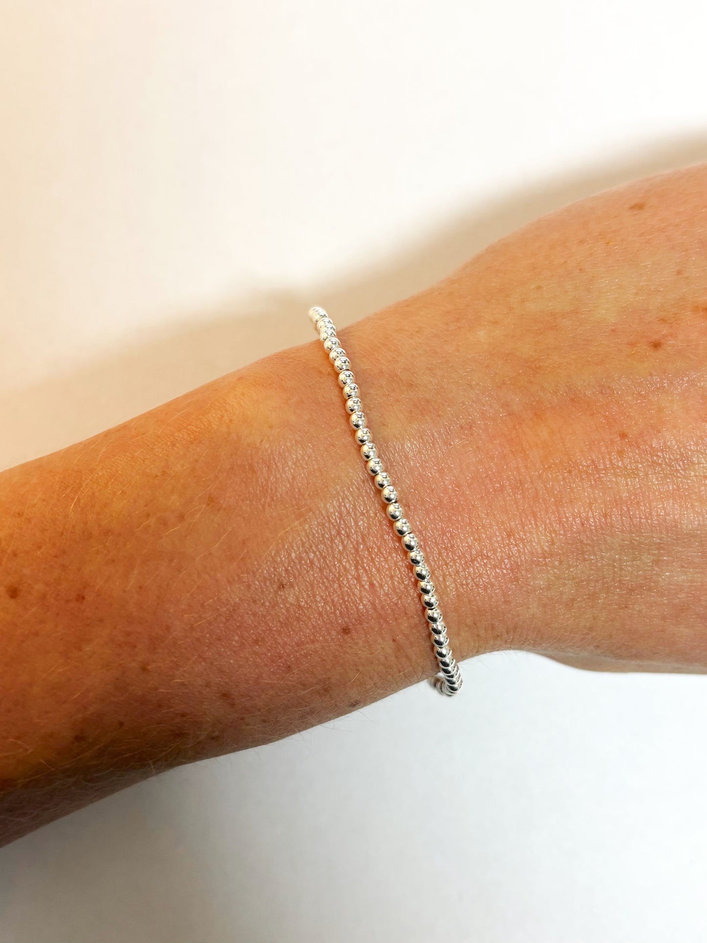 2.5mm Silver Round Beaded Bracelet