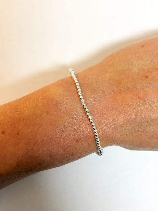 2.5mm Silver Round Beaded Bracelet