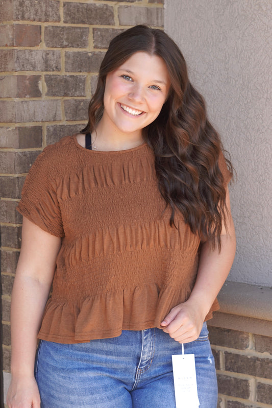 Kara Mineral Wash Smocked Top