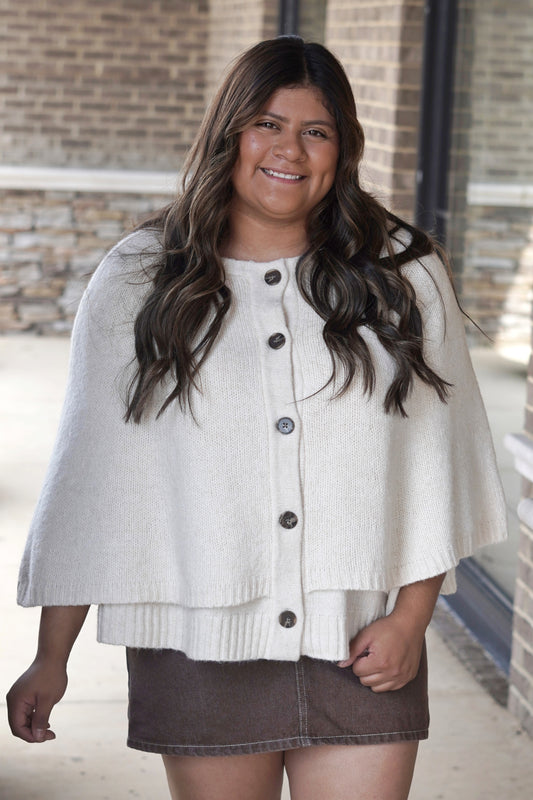Teddy Tiered Capelet Sweater