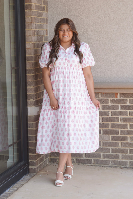 Penelope Pink Puff Sleeve Dress