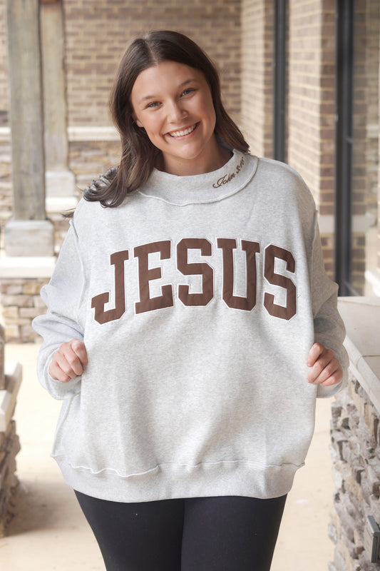Cocoa Jesus Embroidered Mockneck