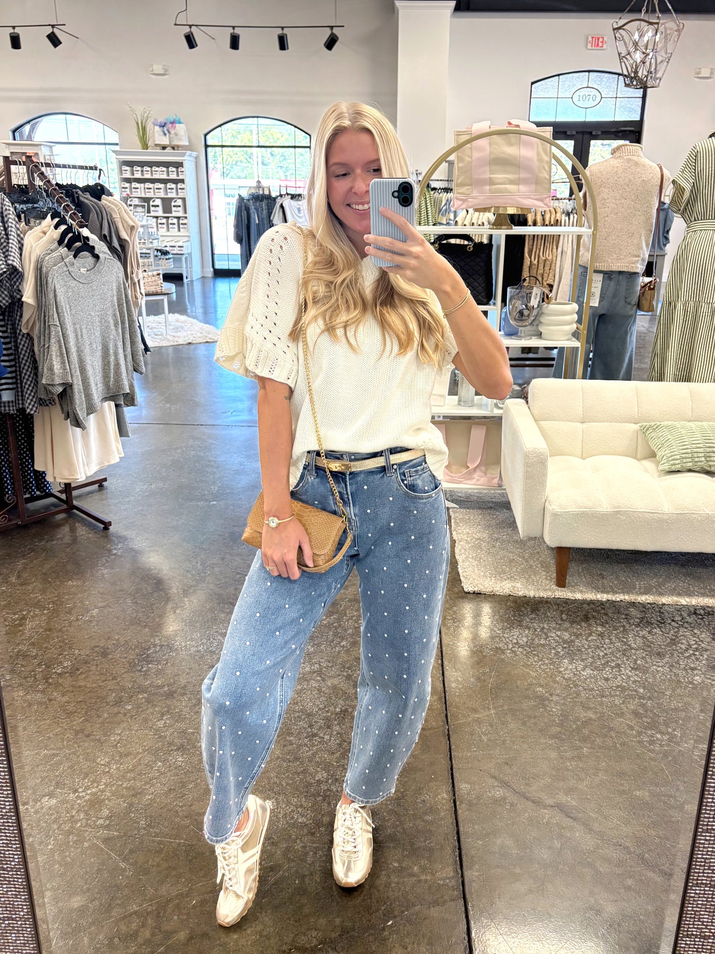 Denim Dot Barrel Jeans