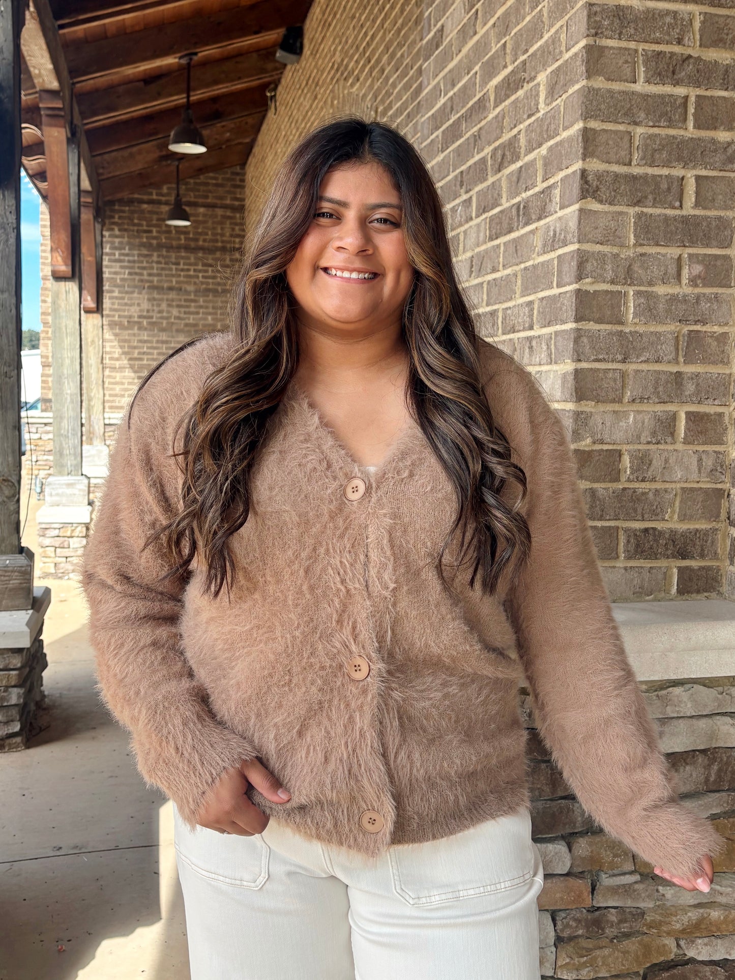 Cozy Faux Mink Knit Cardigan Sweater