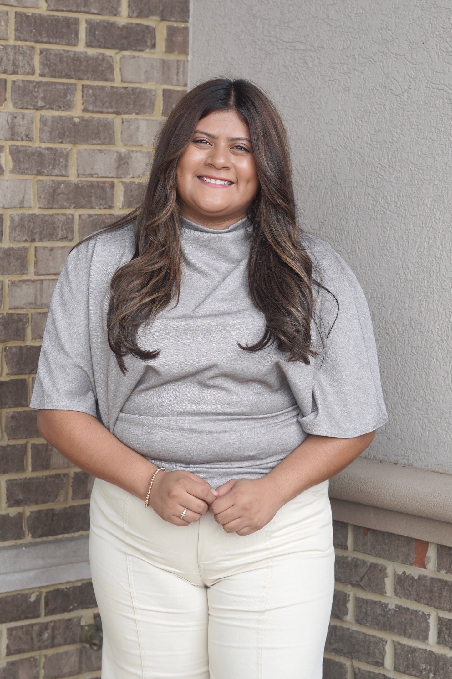 Beige Time To Shine Mockneck Top