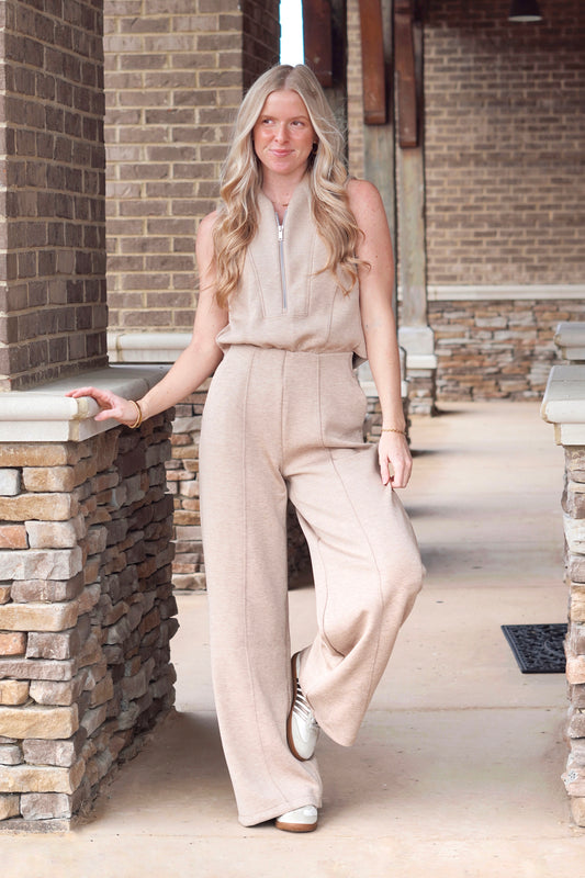 Spanx Airessentials Shawl Collar Half Zip Jumpsuit