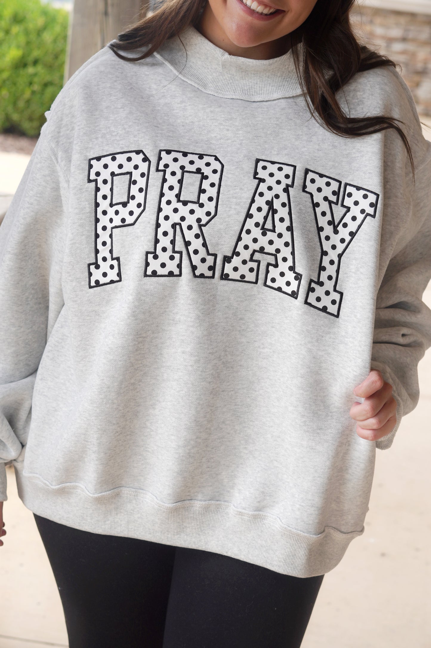 Polka Dot PRAY Mockneck