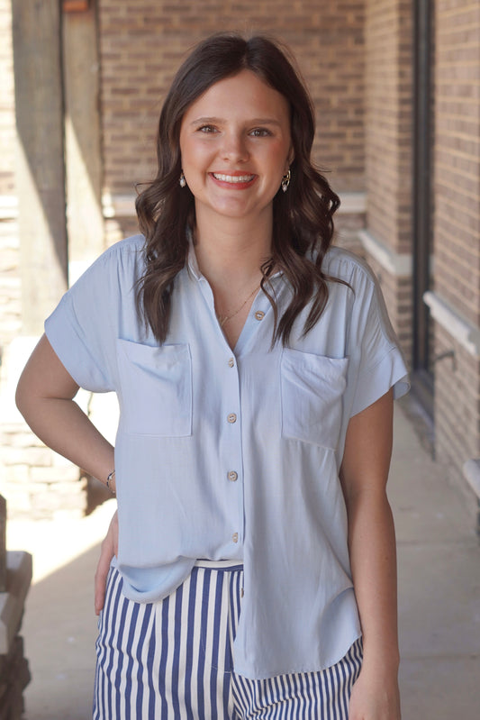 Sky Breeze Button Down Top