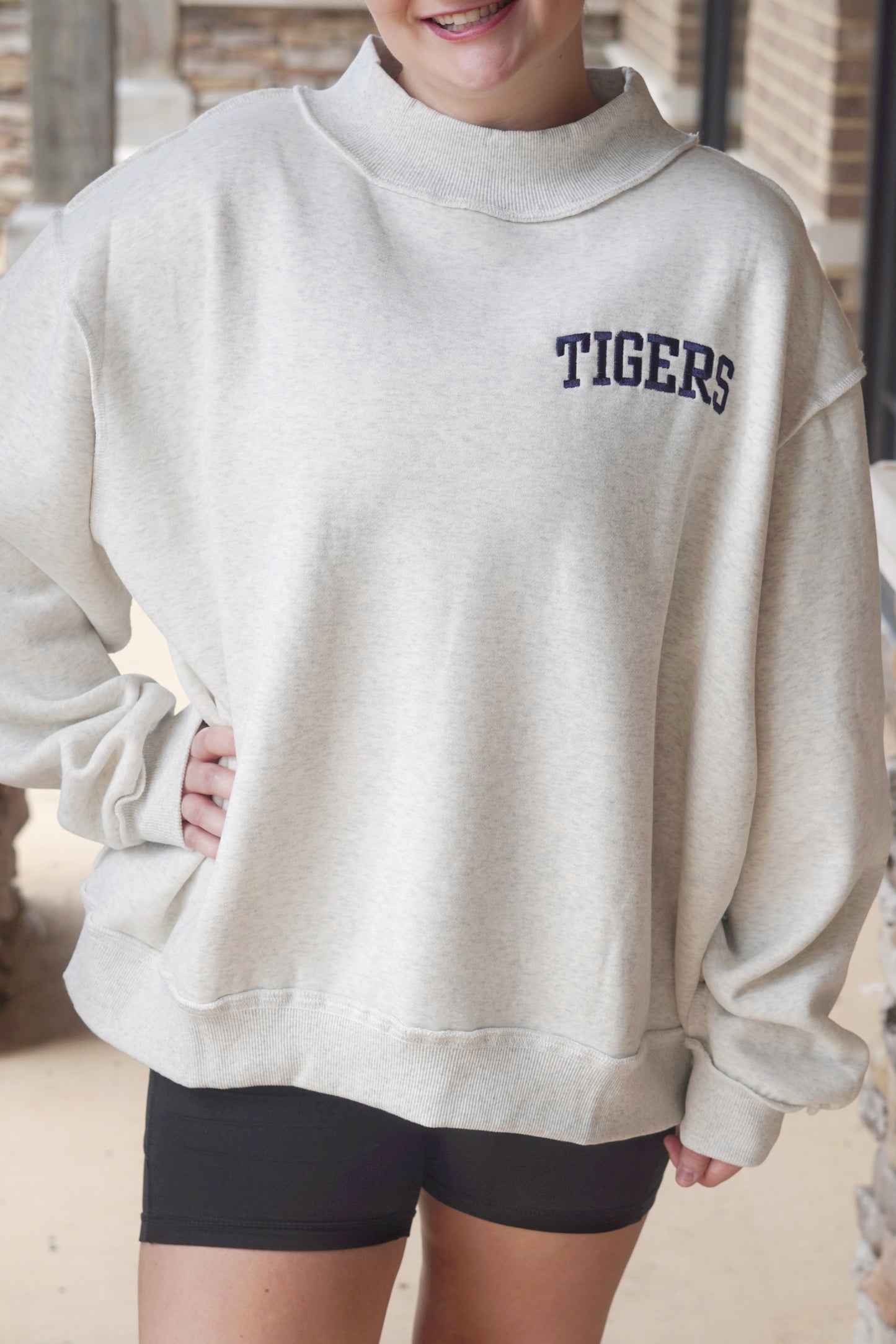 Tigers Embroidered Mockneck