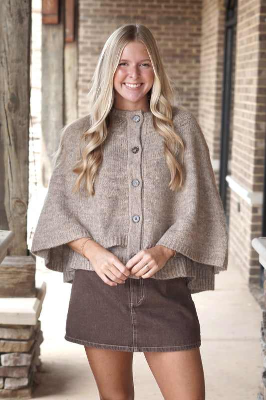 Teddy Tiered Capelet Sweater