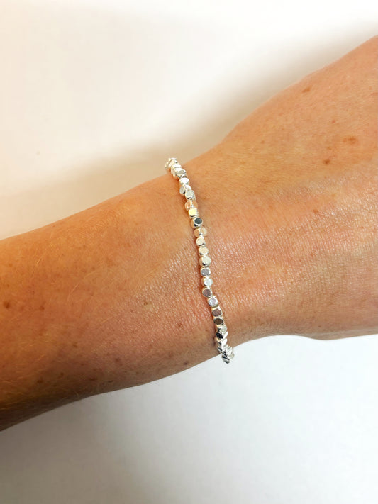 2.5mm Silver Cube Beaded Bracelet