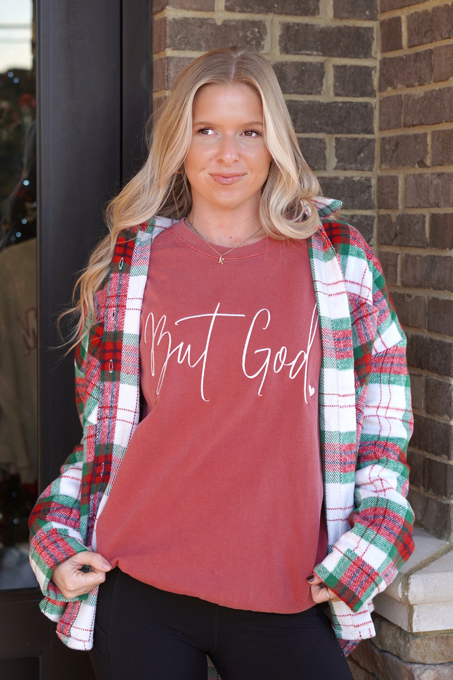 Festive Plaid Button Down Shacket, Long Sleeves, Plaid, Button Down, True To Size, Color: Red/Green, Full Length, Pockets