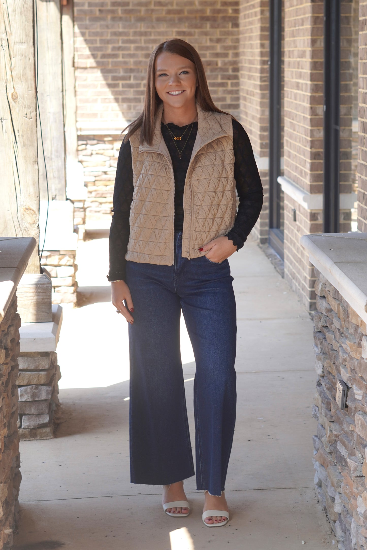 Vera Taupe Quilted Stitch Vest