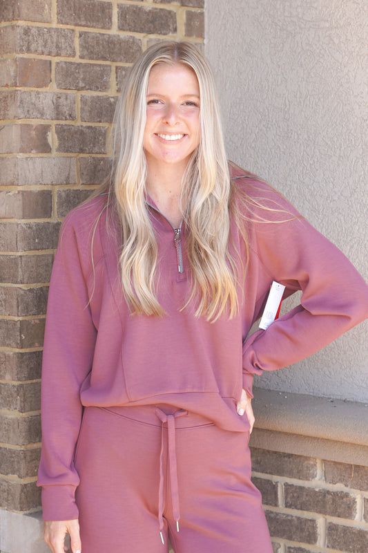 Spanx Airessentials Half Zip Rum Raisin