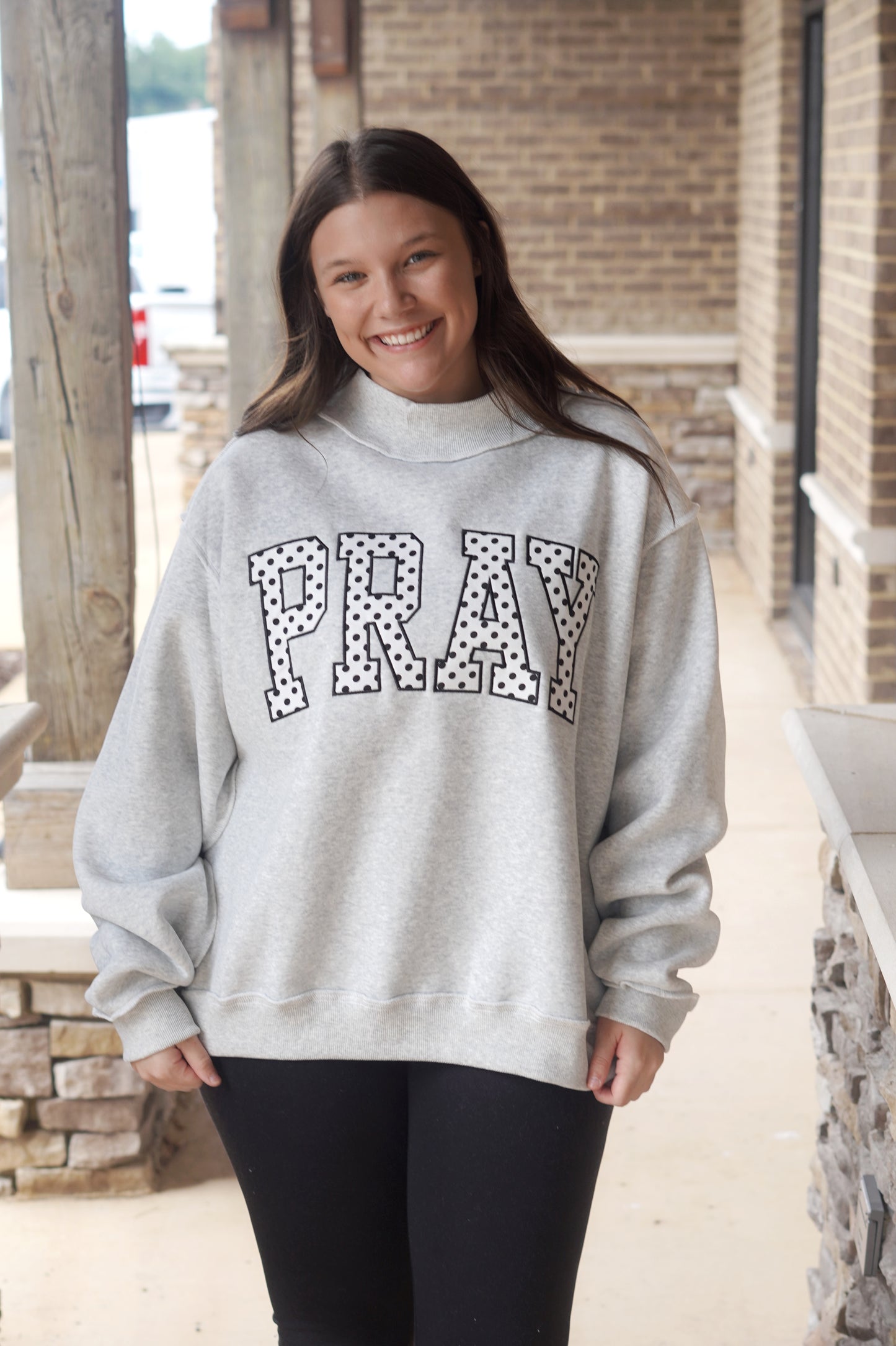 Polka Dot PRAY Mockneck