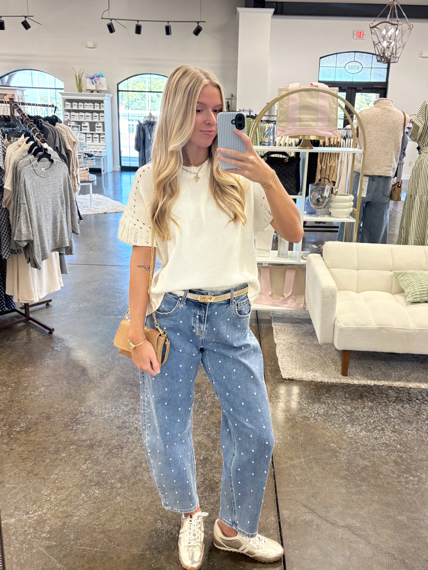 Denim Dot Barrel Jeans