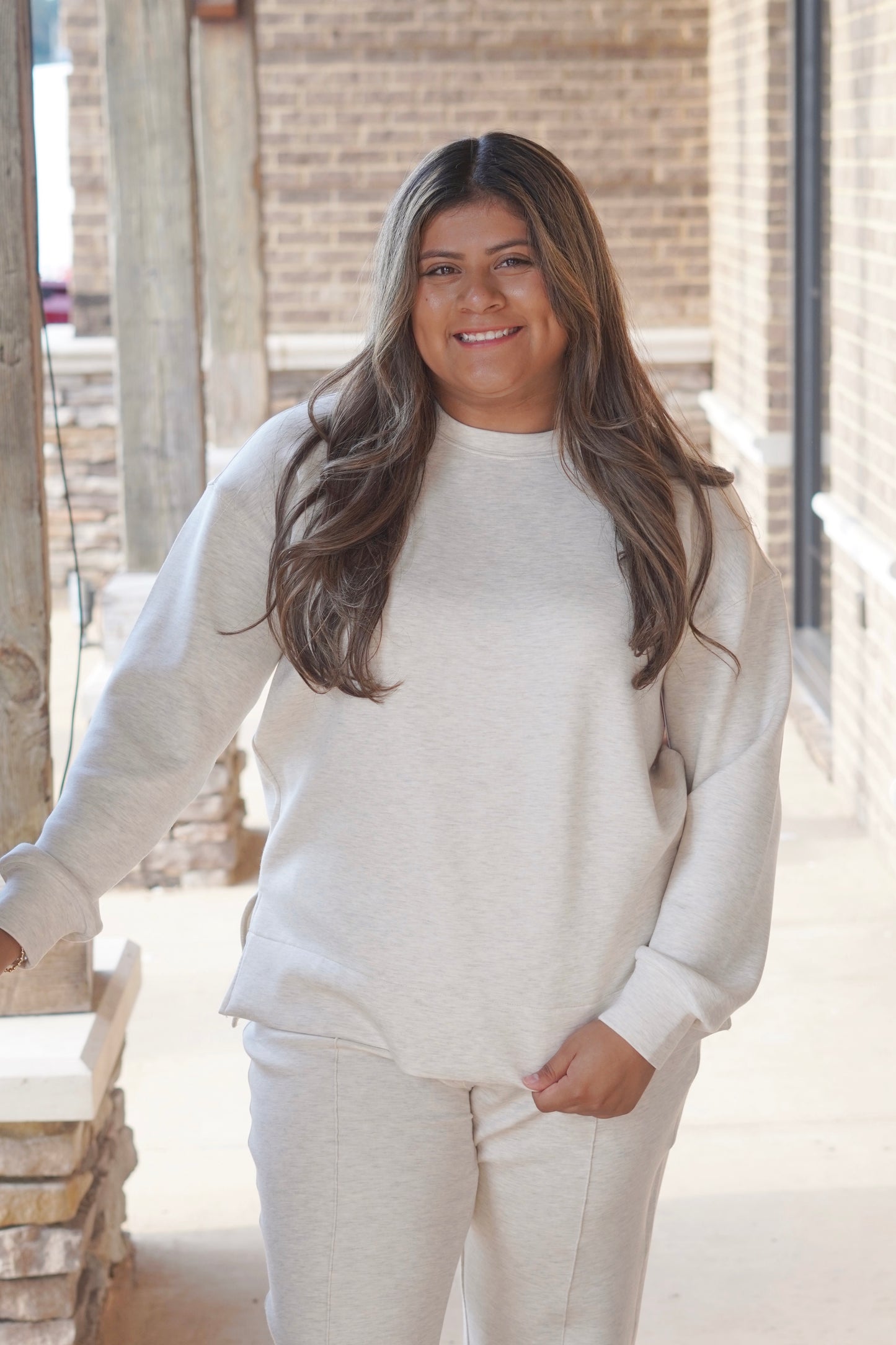 Spanx Brushed Air Essentials Crewneck Top