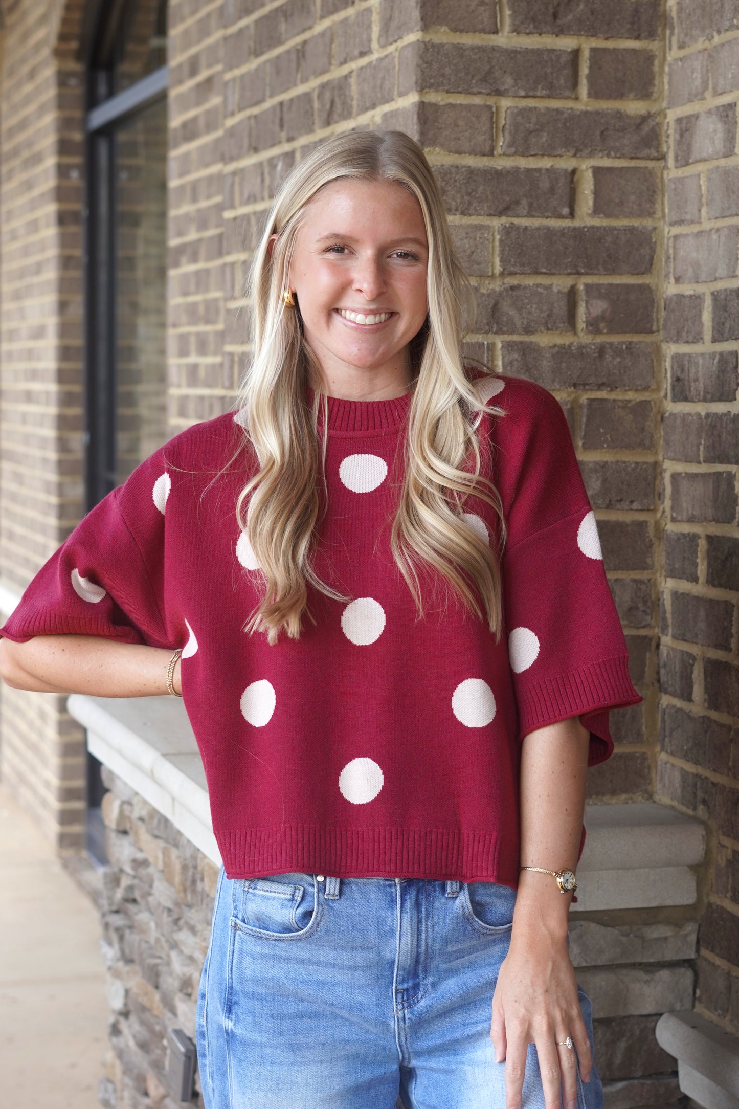 Penny Polka Dot Short Sleeve Sweater