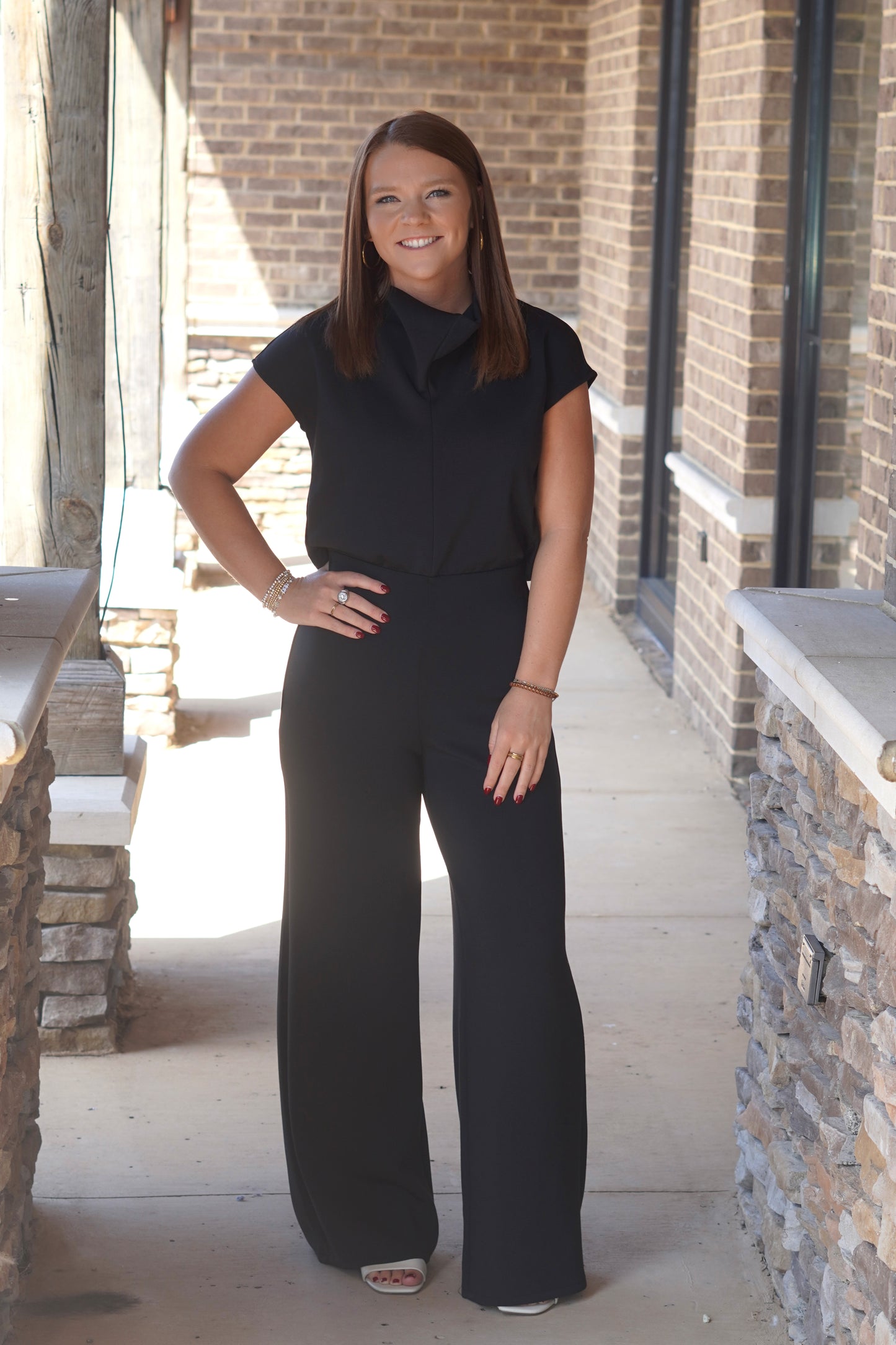 Spanx Airessentials Draped Cowl Neck Jumpsuit Very Black