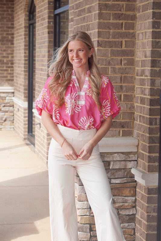 Priya Pink Printed Blouse