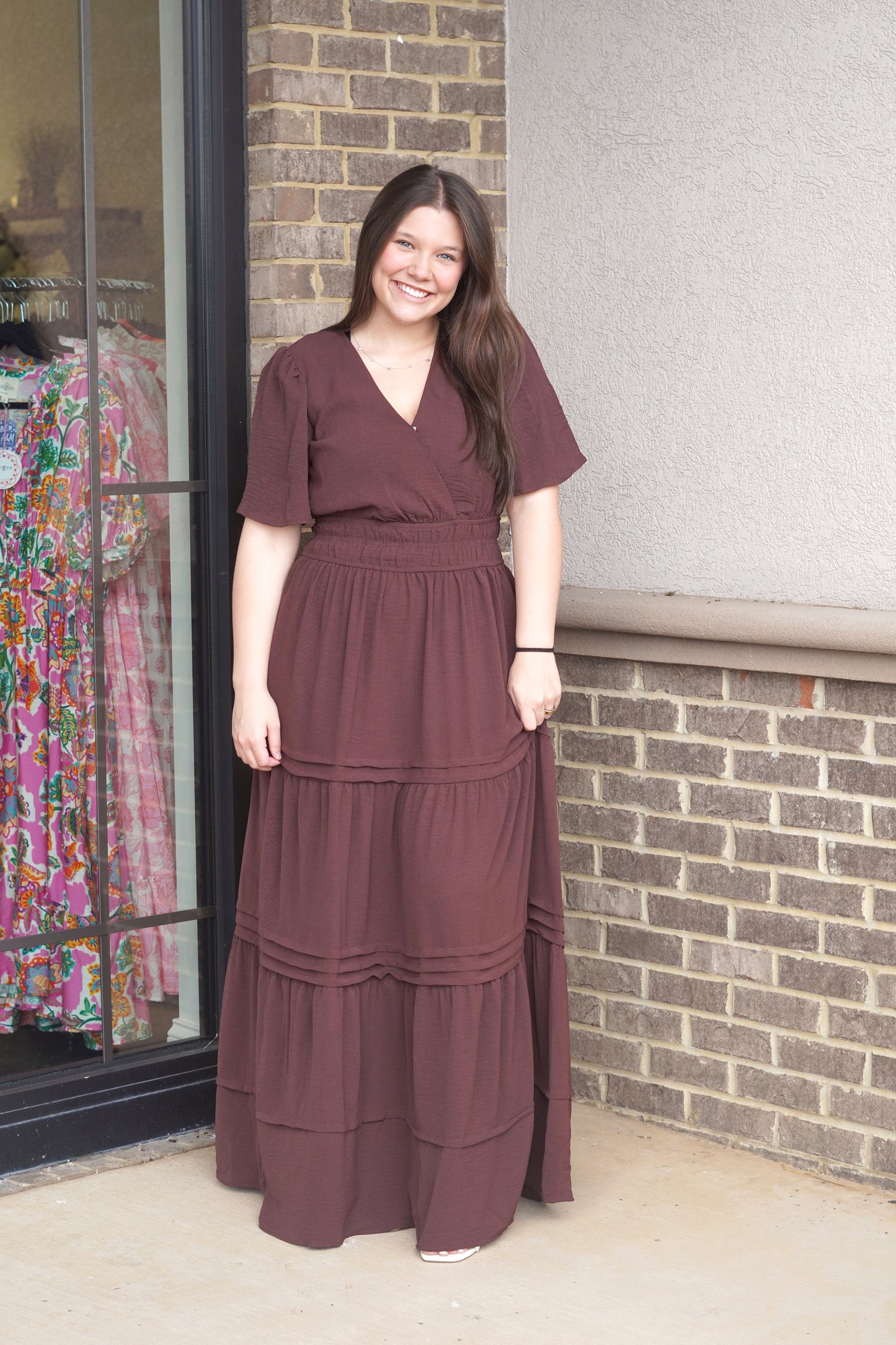 Payton Pintuck Tiered Maxi Dress