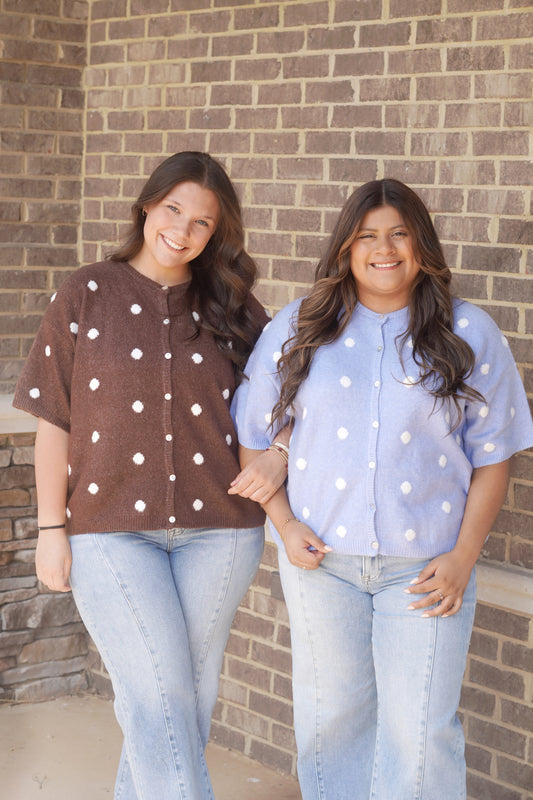 Everyday Polka Dot Button Sweater