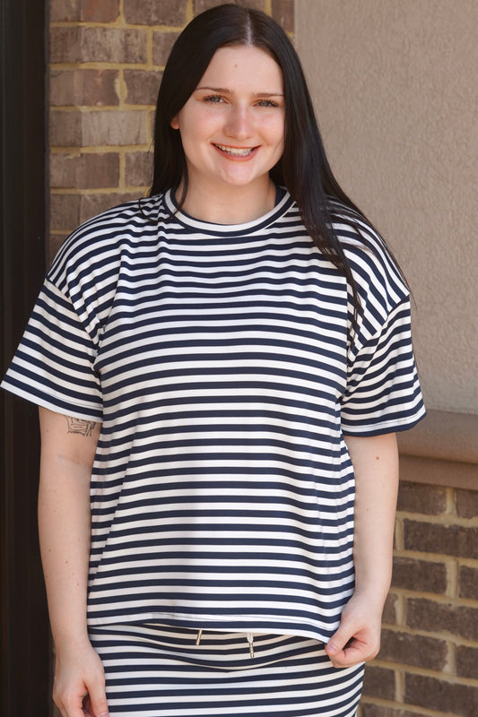 Navy Stripes Relaxed Tee