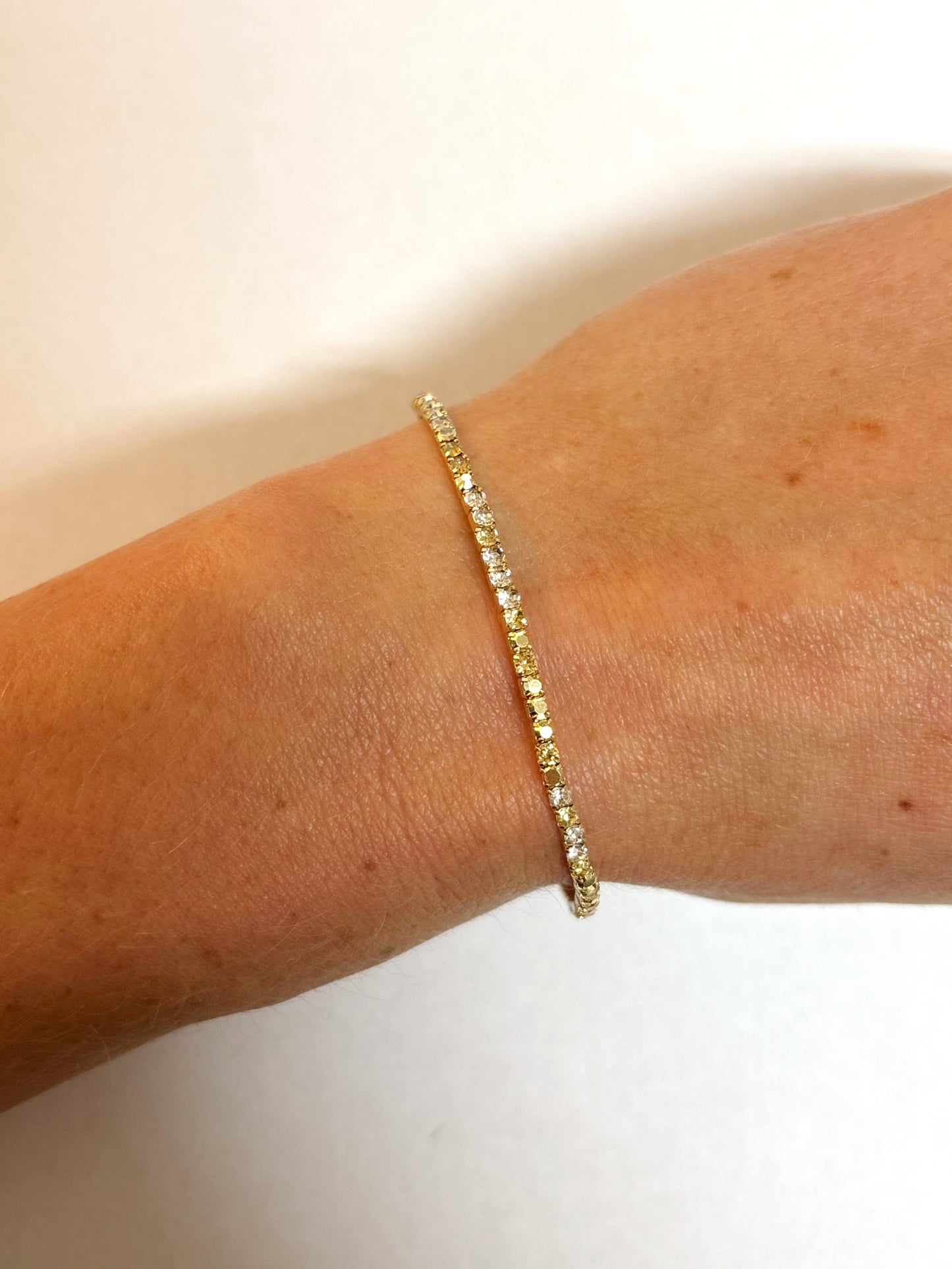 White And Gold Mix Crystal Tennis Bracelet