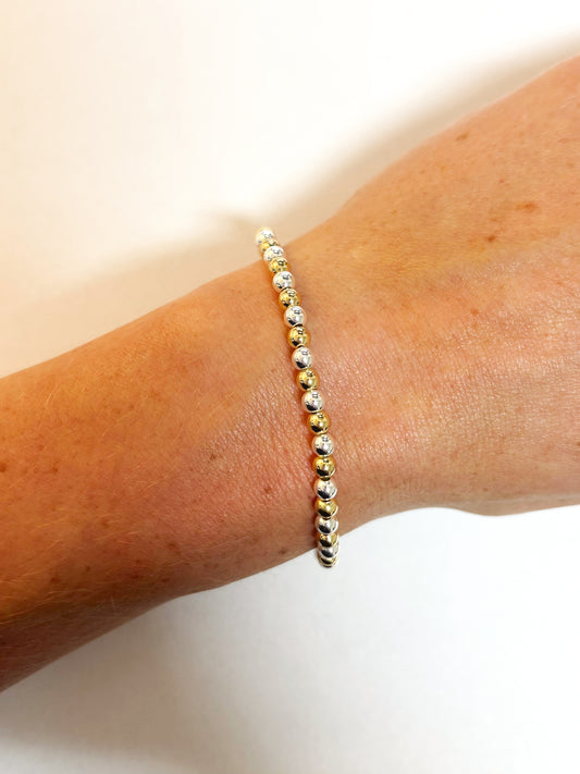 4mm Silver And Gold Mixed Beaded Bracelet