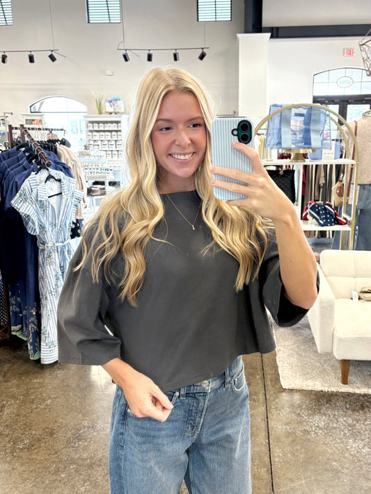 Charcoal Everyday Angel Sleeve Top