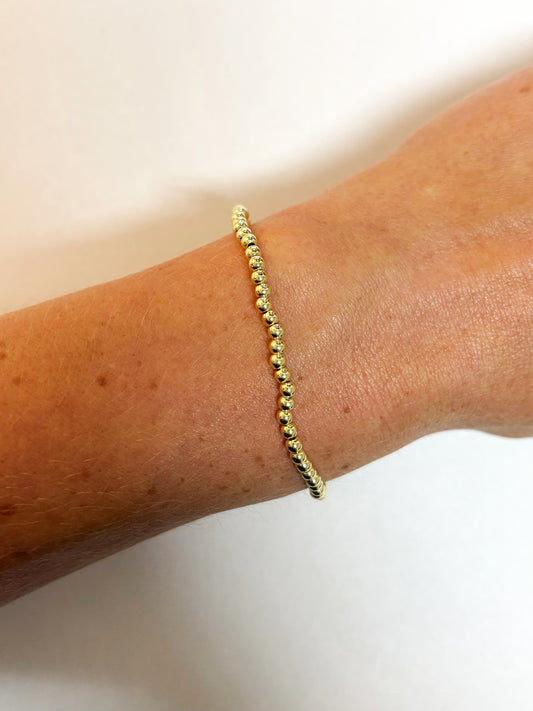 3mm Gold Round Beaded Bracelet
