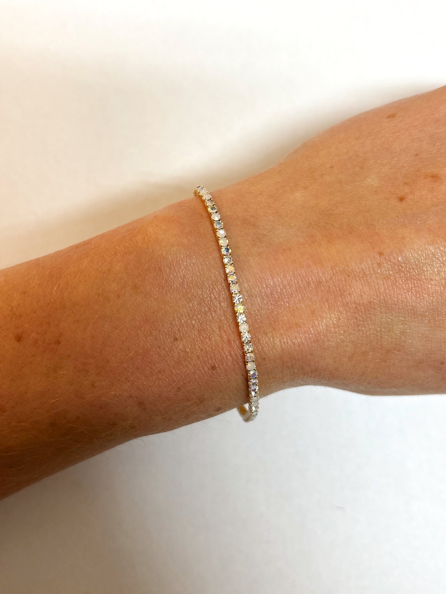 Iridescent Gold Mix Crystal Tennis Bracelet